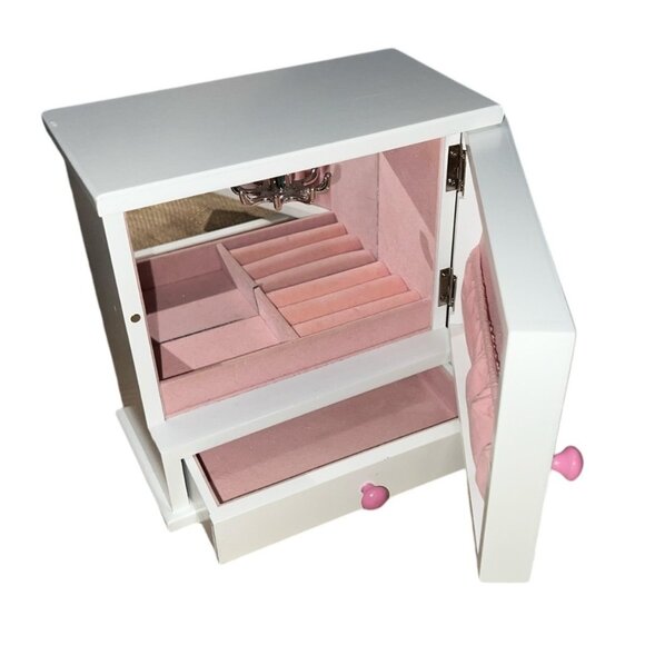 Open Front Wooden Jewelry Box Chest for Girls 8" x 8" Flowers & Butterflies with - Picture 12 of 16